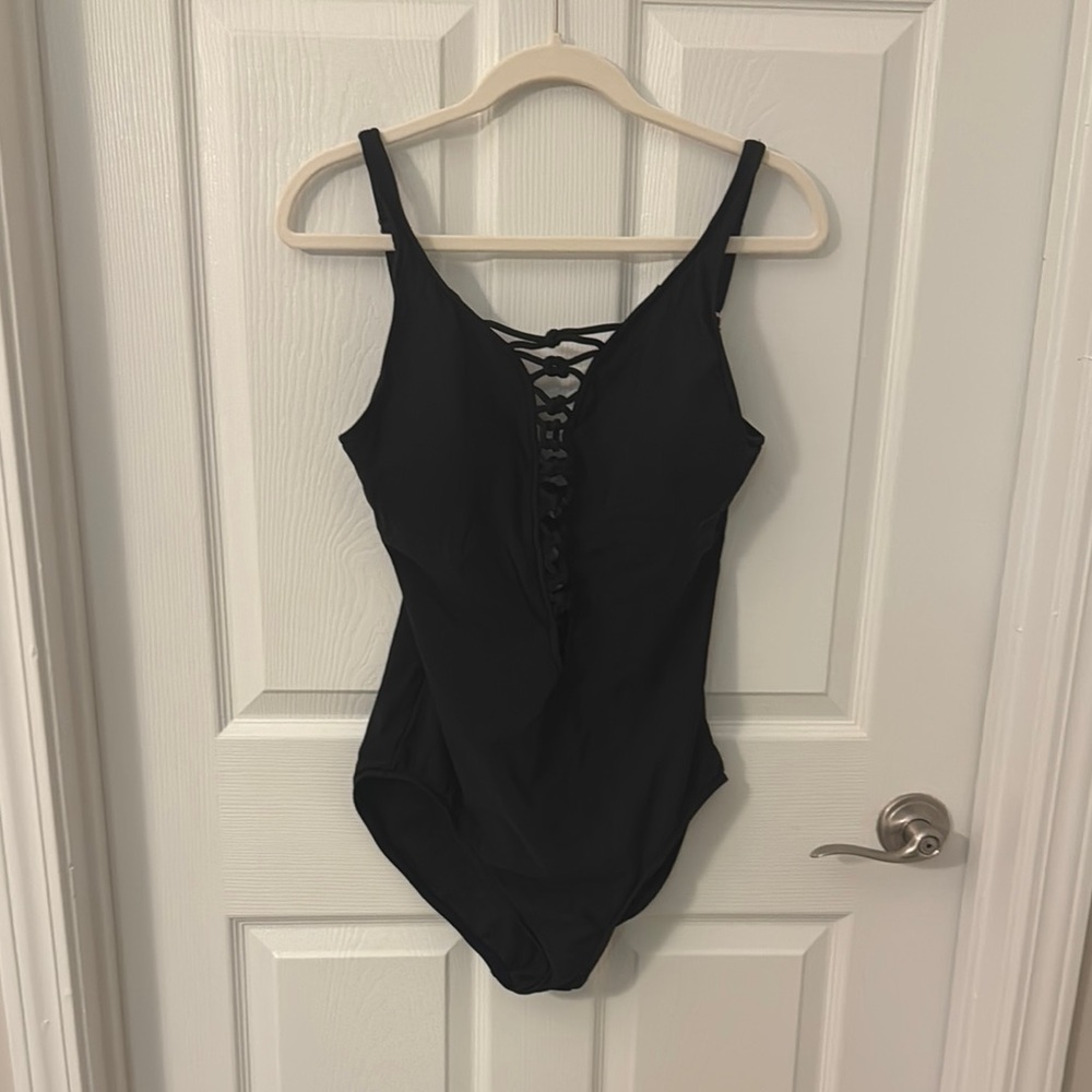 Women’s Solid Black One Piece Swimsuit